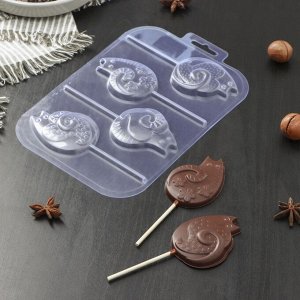 Форма для шоколада и конфет «Котятки на палочке», цвет прозрачный