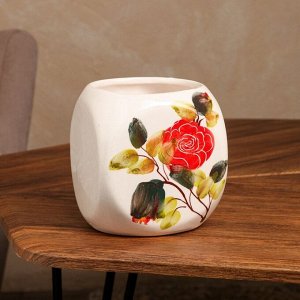 Горшок для цветов "Розы", с узором, разноцветный, керамика, без поддона, 1.2 л, 1 сорт, Иран