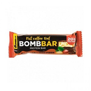 Батончики / печенье / напитки BOMBBAR Nut coffe raf батончик ореховый протеиновый 70g
