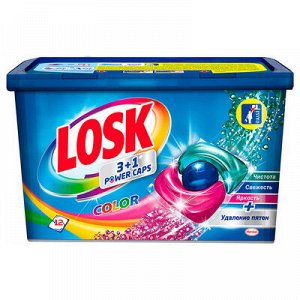 Losk (ЯЩИК_4) Капсулы для стирки ЛОСК Color для цветного белья, 12 капсул