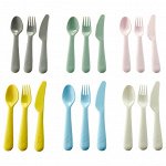 IKEA / KALAS КАЛАС | Столовые приборы, 18 предм., разные цвета