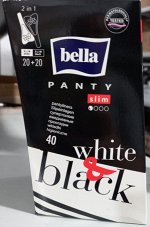 Ежедневные прокладки женские Для стринг или танго Bella Panty slim black&amp;white 2 в 1