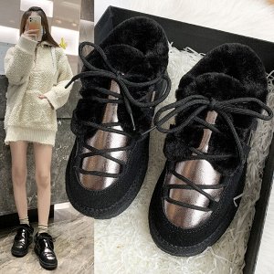 Утепленные женские ботинки, цвет черный/&quot;серебрянный&quot;
