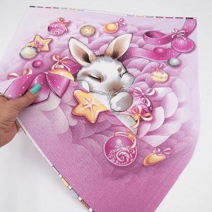 Ткань на отрез вафельное полотно 50 см 660421 Год кролика 1 роз.