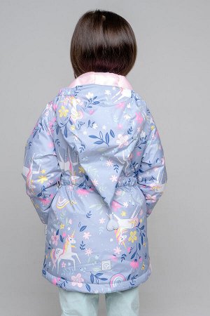 Куртка(Весна-Лето)+girls (серо-голубой, единороги в цветах)