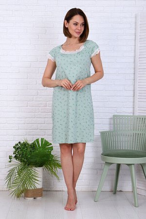 Сорочка с кружевом стрейч, хаки (801-9)