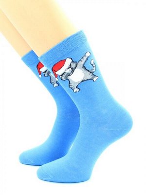 Женские синие носки с рисунком Танцующий кот, 36-40
