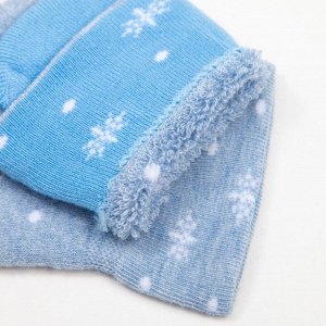 Носки детские махровые, цвет светло-голубой меланж/голубой, размер 14-16