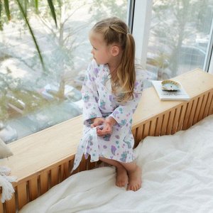 Халат детский муслиновый LoveLife «Единороги» (4 года, рост 104-110 см) 100% хлопок, 235 г/м²