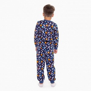 Пижама для мальчика, цвет синий/ракеты и планеты, рост
