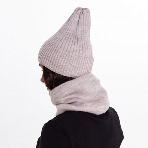 Комплект женский зимний (шапка/снуд), цвет бежевый, размер 56-58