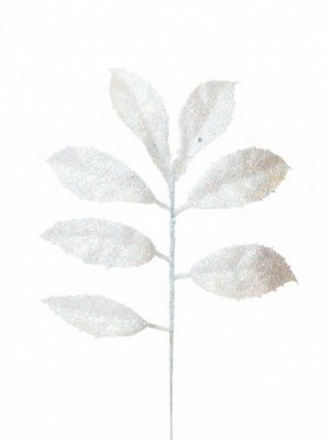 Ветка с листиками 31 х14 см цвет белый