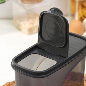 Ёмкость для сыпучих продуктов «Бест», 2 л, 9,5*19*19 см, прозрачная, крышка серая