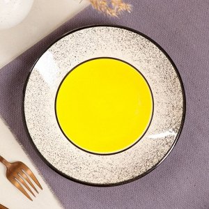 Тарелка "Персия", плоская, керамика, желтая, 19 см, , Иран