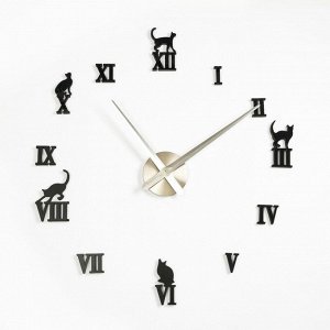 Часы-наклейка DIY "Кошечки", плавный ход, d=120 см 1306705