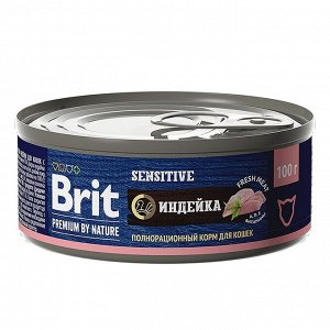 Brit Premium by Nature конс 100гр д/кош Sensitive чувств.пищ Индейка (1/12)