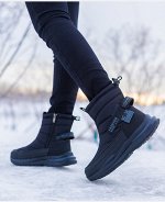 Женские зимние ботинки, с надписями, цвет черный