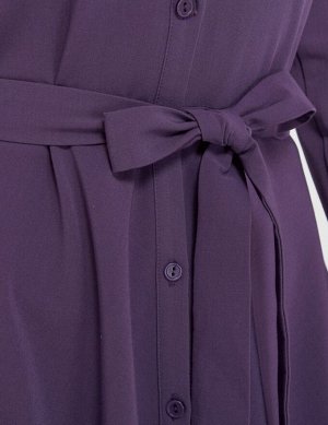 Платье рубашка женское демисезонное МАКСИ длинный рукав цвет Лиловый LONG (однотонное)