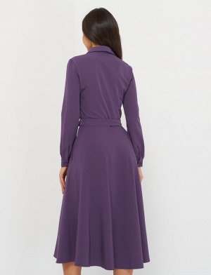 Платье рубашка женское демисезонное МАКСИ длинный рукав цвет Лиловый LONG (однотонное)