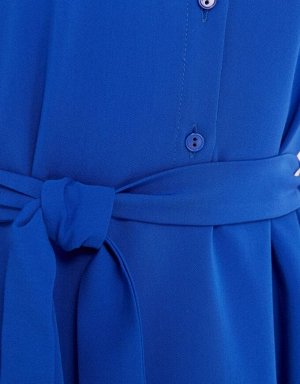 Платье рубашка женское демисезонное МИДИ длинный рукав цвет Индиго SHIRT (однотонное)