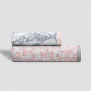 Набор из 2 полотенец Джина цвет: белый, серый, розовый (50х100 см, 70х140 см)