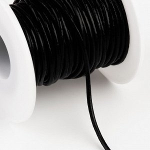 Шнур для плетения, из натуральной кожи, d = 2 мм, 10 ± 0,5 м, цвет чёрный