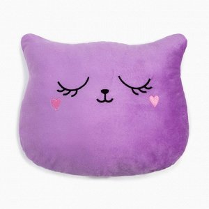 Подушка декоративная Этель «Кошка», цвет фиолетовый, 48x38см, велюр, 100% полиэстер