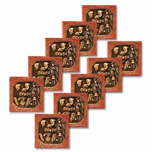 Набор новогодних барельефных элитных шоколадок 10 шт.Зайчики -символ года (квадраты 46 мм.)