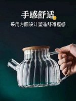 Стеклянный чайник с бамбуковой крышкой