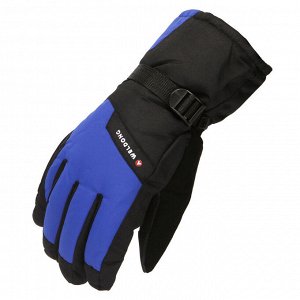Лыжные перчатки мужские без принта в спортивном стиле, цвет черный/синий