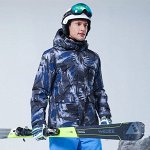 Куртка лыжная утепленная мужская с абстрактным принтом, цвет черный/темно-синий