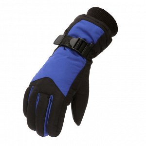 Лыжные перчатки мужские с резинкой на манжетах, цвет черный/синий