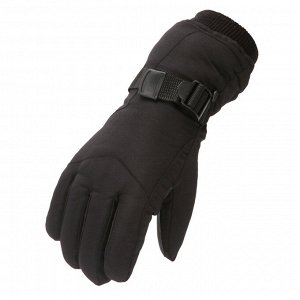Лыжные перчатки мужские с резинкой на манжетах, цвет черный