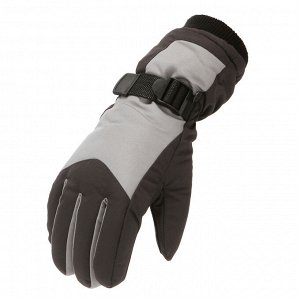 Лыжные перчатки мужские с резинкой на манжетах, цвет черный/серый