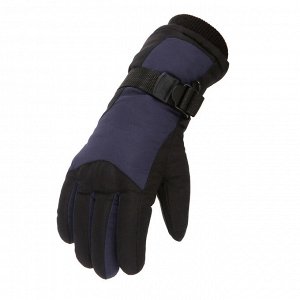 Лыжные перчатки мужские с резинкой на манжетах, цвет черный/темно-синий