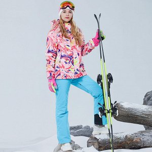 Женский лыжный костюм, с принтом, цвет розовый/голубой
