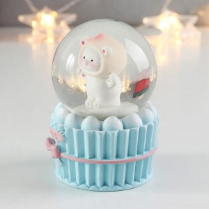 Стеклянный шар свет "Белый мишка в шапке" МИКС d=4,5 см 7х4,5х4,5 см