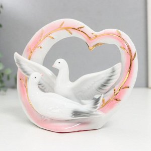 Сувенир керамика "Белые голуби в сердце" МИКС 8,5х13х6 см