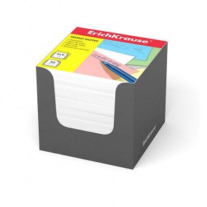Блок для записей "ErichKrause" 90х90х90 белый, в серой карт. подставке