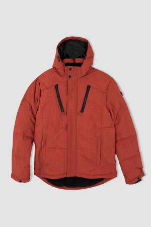 Надувная куртка с термоизоляцией Warmtech и съемным капюшоном на флисовой подкладке Regular Fit
