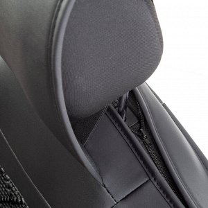 Каркасные накидки на передние сиденья CarPerformance, 2 шт. материал Экокожа, центральная тканевая вставка с объемным ромбовидным плетением, закрытые торцы сидений и спинки, закрытая спинка с двумя ка