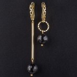 Серьги &quot;Асимметрия&quot; из Агата черного