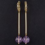 Серьги длинные из Аметиста