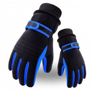 Перчатки утепленные мужские спортивные, цвет черный/синий