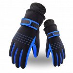 Перчатки утепленные женские спортивные, цвет черный/синий