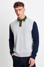 Marineblau/grau - Пуловеры в стиле регби mit Farbblockdesign