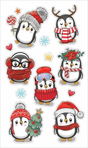 Декоративные виниловые наклейки ST-0603 Милые пингвинчики 30х50