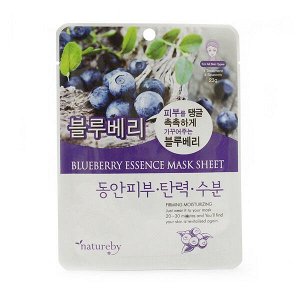 Тканевая маска, д/лица с черникой Blueberry, Natureby, Ю.Корея, 23 г, (10)