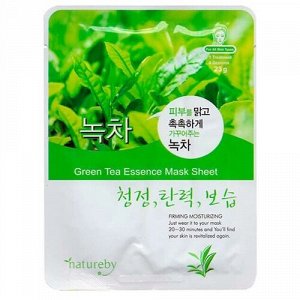 Тканевая маска, д/лица с экстрактом зеленого чая Green Tea, Natureby, Ю.Корея, 23 г, (10)