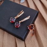 Комплект коллекция &quot;Дубай&quot;, покрытие позолота с камнем, цвет красный, серьги, кольцо р-р 18, А232006, арт.747.401